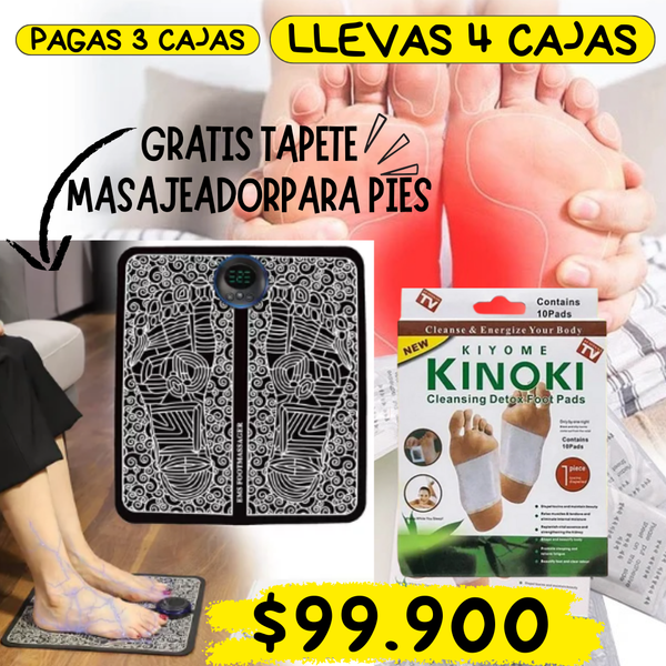 PARCHES KINOKI + TAPETE MASAJEADOR DE PIES